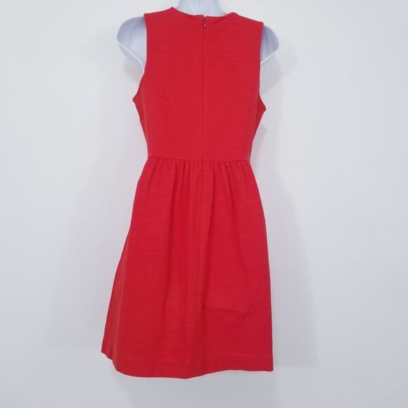 Madewell Pleated Red Dress w/ side pockets - Picture 3 of 11